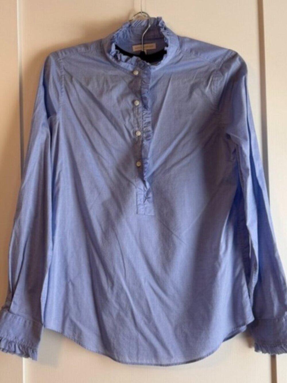 Ann Mashburn Frill Shirt in Soft Cotton Chambray